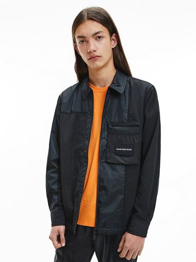 Calvin Klein Ruhák HU874800 | Calvin Klein Material Mix Férfi Ingdzseki Fekete